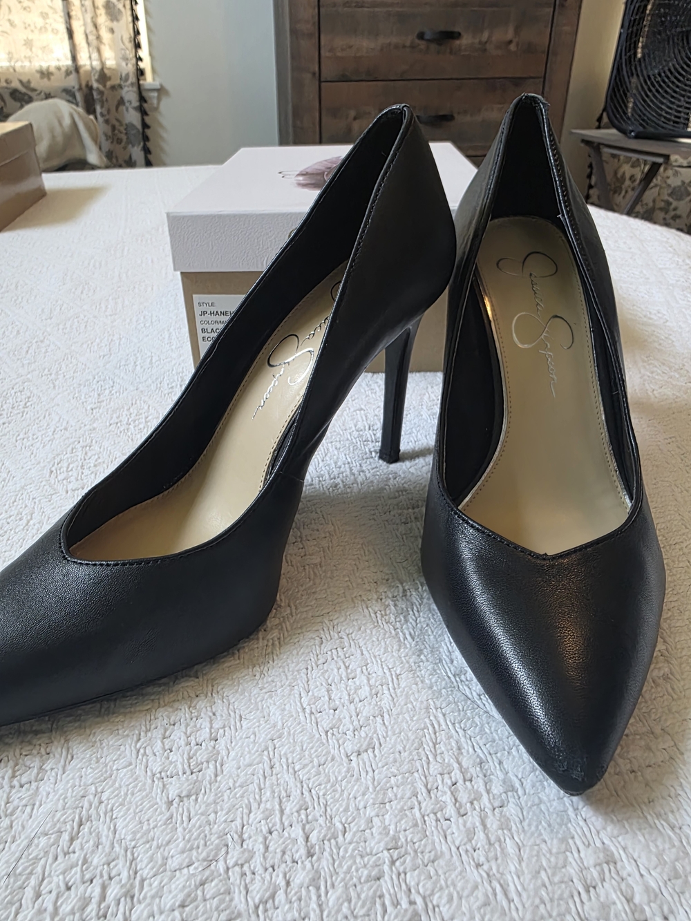 Jessica Black Pointed Toe Stiletto Pumps